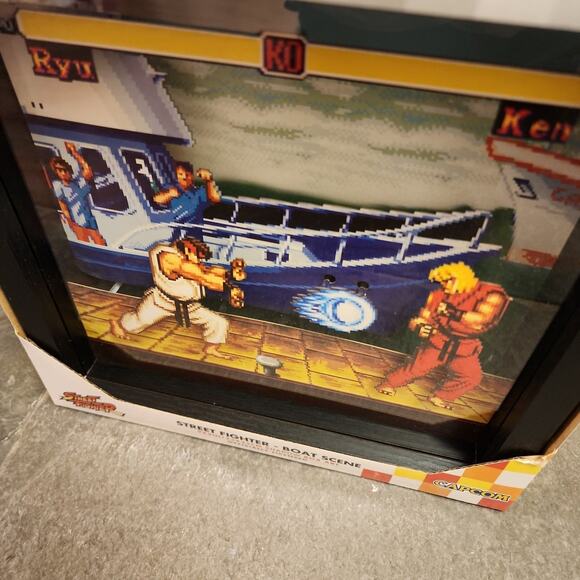 Pixel Frames - Street Fighter II, Boat Scene (NEW) 9" x 9" Framed Shadow Box Art - Picture 2 of 6